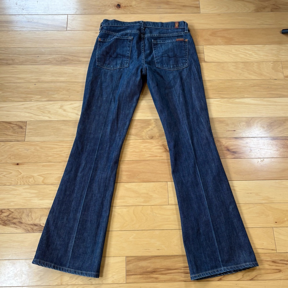7 For All Mankind Flare Jeans Womens Sz 28 Reg VTG Dark Wash Low Rise Denim Y2K - Picture 2 of 10